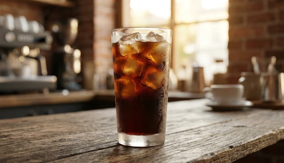 Ein Glas mit einem erfrischenden Getränk – finde heraus, was ist cold brew und lerne den Prozess der kalten Kaffeezubereitung kennen