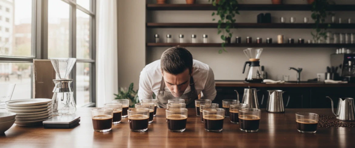Barista podczas cuppingu kawy – degustacja kawy krok po kroku
