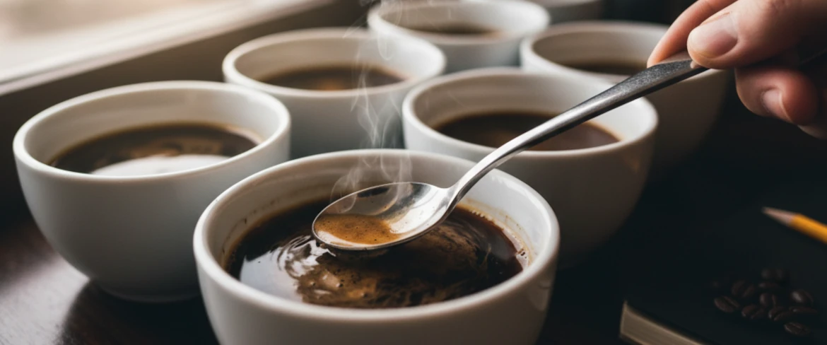 Łyżka cuppingowa w akcji – analiza aromatu i smaku kawy podczas cup tasting