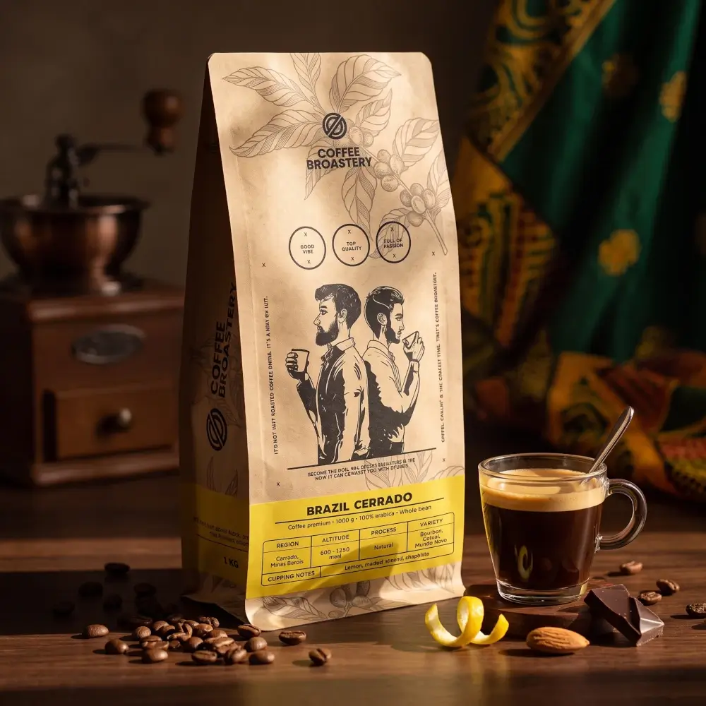 Kawa ziarnista Brazil Cerrado Premium, espresso, czekolada i migdały.