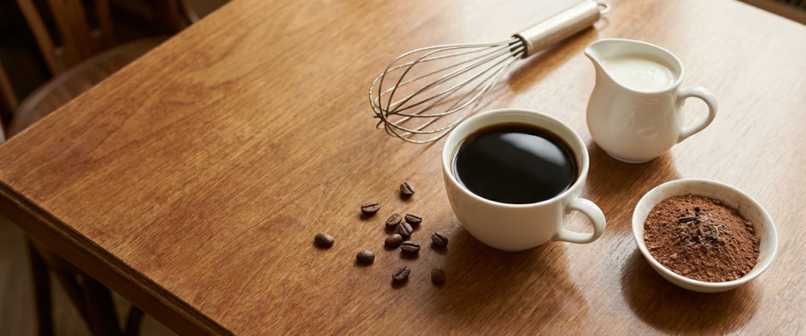 Składniki do przygotowania kawy po wiedeńsku – kawa i bita śmietana