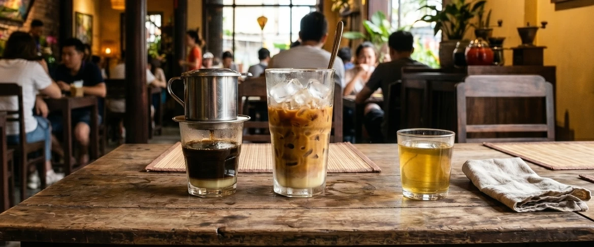 Wietnamska kawa zaserwowana na dwa sposoby: w wersji klasycznej na gorąco oraz mrożonej 