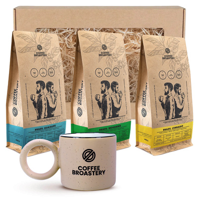 Coffee Broastery Gift Set: 3× Brazilian Coffee + Mug