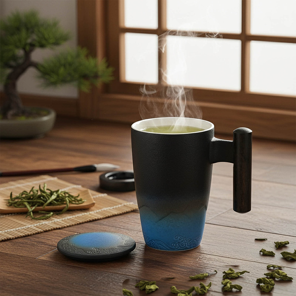 Ceramic Cup with Lid and Infuser Mystea 300ml