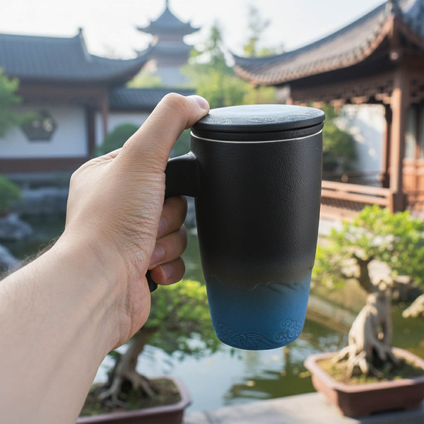 Ceramic Cup with Lid and Infuser Mystea 300ml